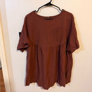 Elegant Brown Blouse with Pocket Detail